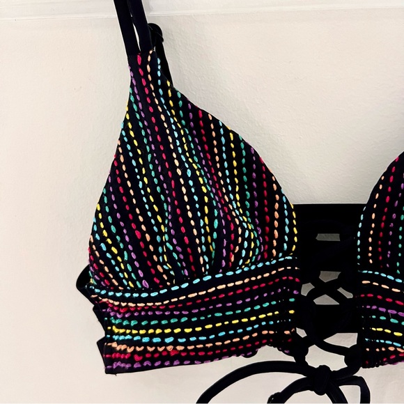 Agua Bendita XS/S bikini top black / multi reversible - Picture 3 of 12